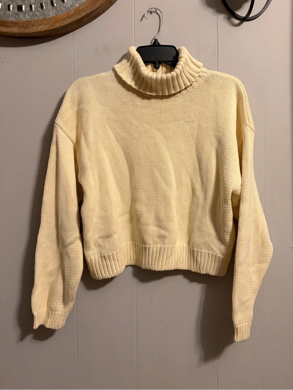 Ann Taylor Pale Yellow Turtleneck Sweater Cropped VNTG